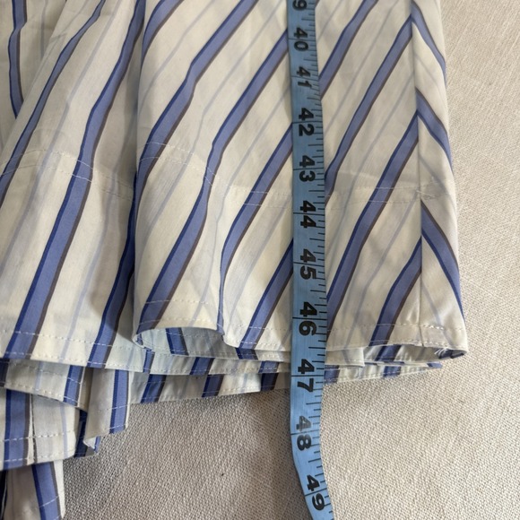 Nine West Midi Dress XS Blue White Stripe Cutout Smocked Back Coastal Beachy - Picture 10 of 15